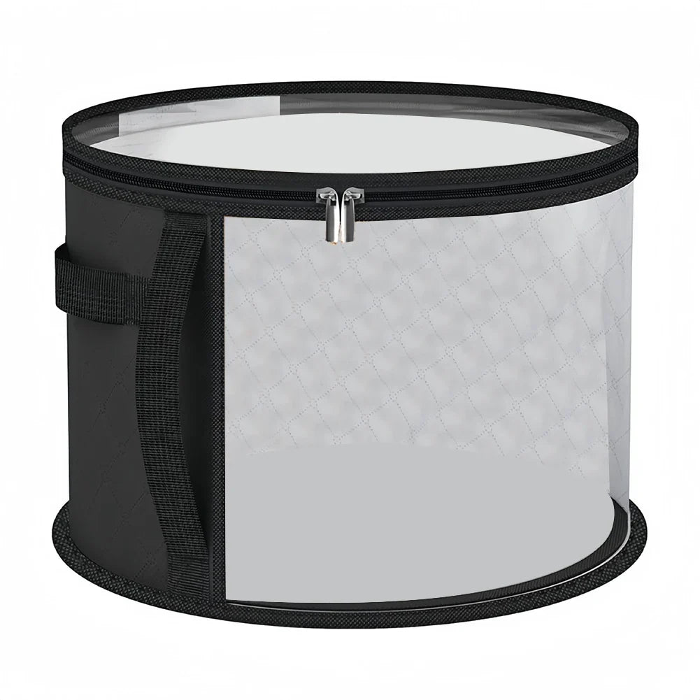 Non-Woven Fabric Hat Storage Bucket – Foldable Travel Organizer Hat Storage Organizer Qme Black