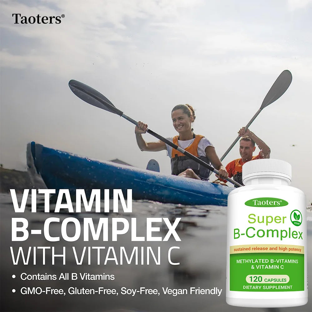 Super B-Complex Methylated Sustained Release + Vitamin C Vegan B-Complex Supplement Qst