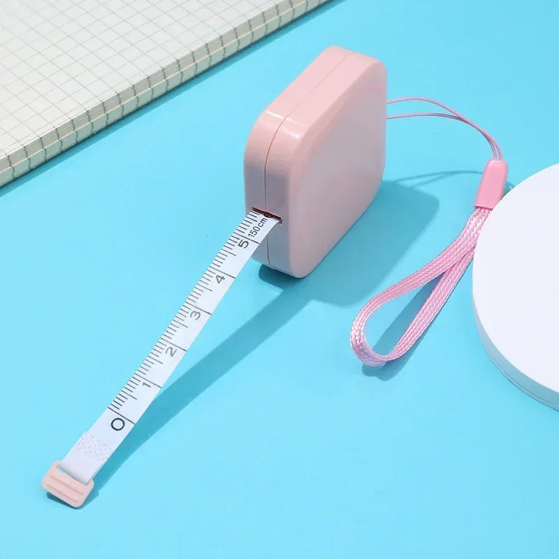 Mini Macaron Tape Measure 1.5m Metric Imperial Keychain Ruler Mini Tape Measure Qme Pink