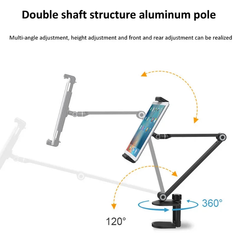 Rotating Long Arm Tablet & Phone Stand – Aluminum Alloy Mount Tablet Phone Stand Qme