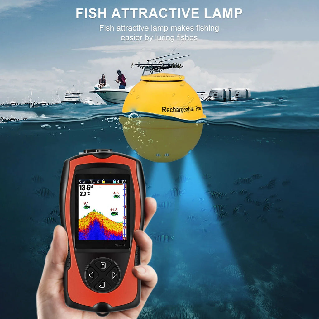 Portable Fish Finder Sonar Transducer with LCD Screen Portable Fish Finder Qme Default Title