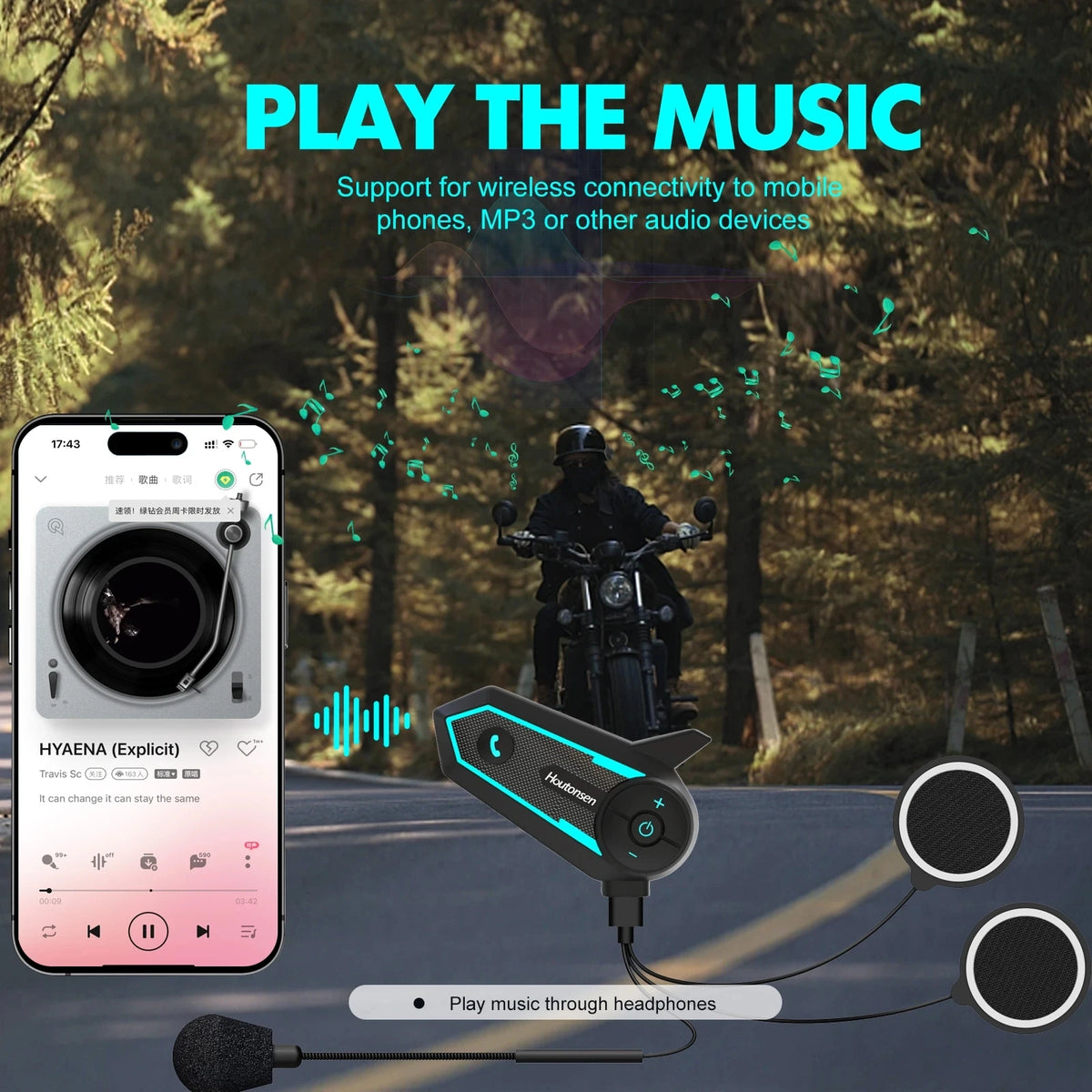 Motorcycle Helmet Bluetooth Headset RGB Walkie-Talkie S6 Helmet Bluetooth Headset Qst