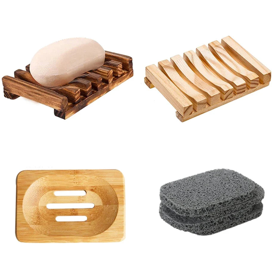 Natural Bamboo Soap Dish Holder with Drainage Tray Bamboo Soap Dish Qme