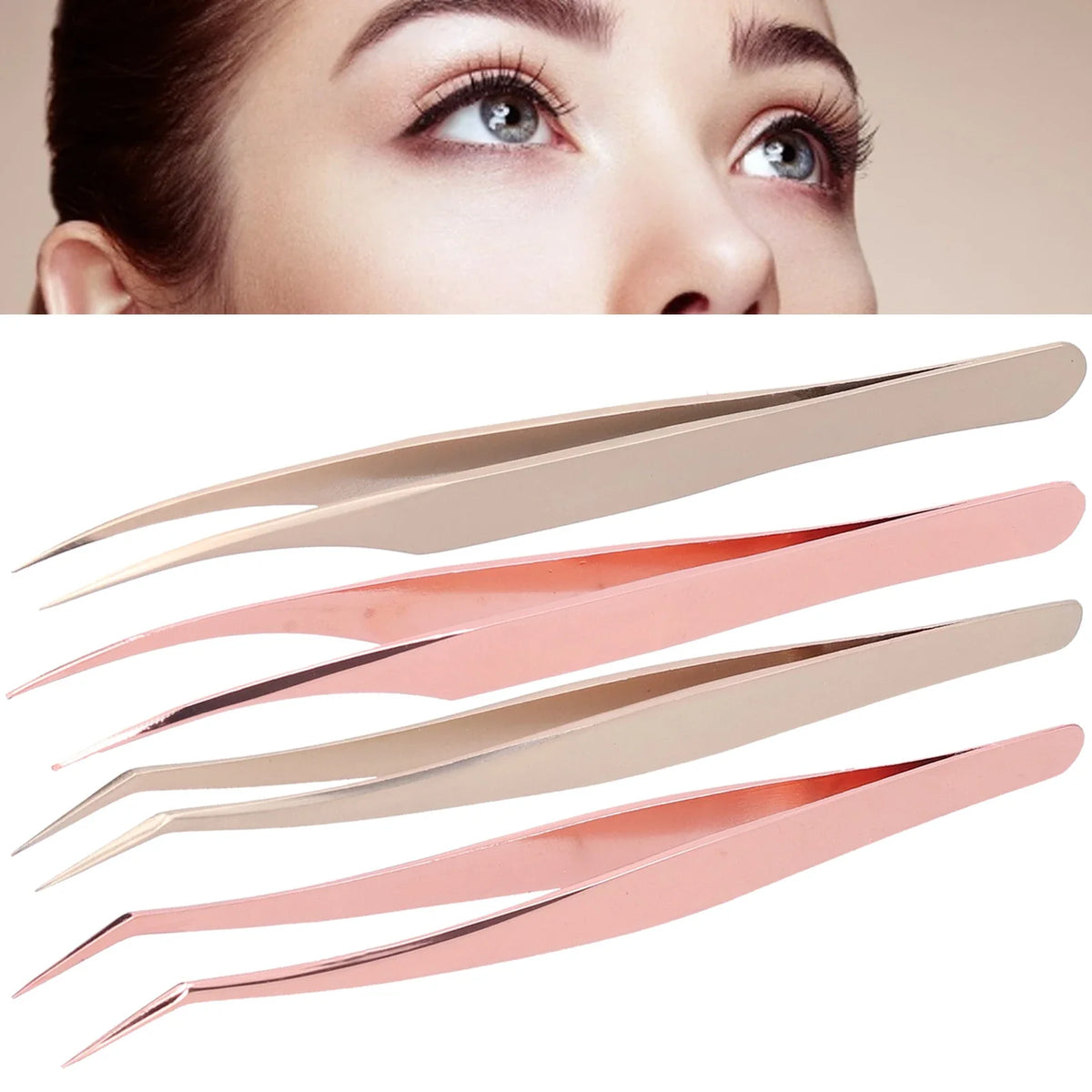 Fine Tip Stainless Steel Eyelash Tweezers | Lash Grafting Tool Eyelash Tweezers Qme
