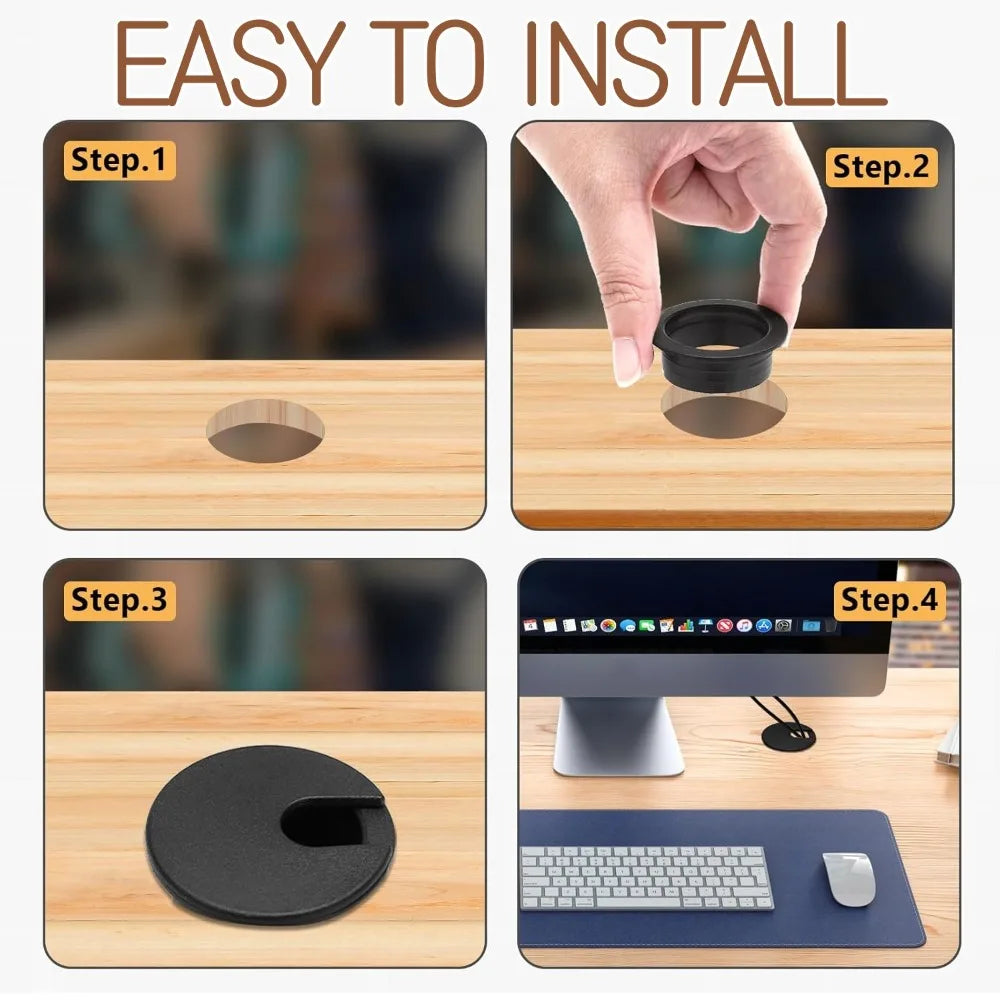 Desk Cable Grommet Hole Cover – ABS Wire Pass Organizer Desk Cable Grommet Qme