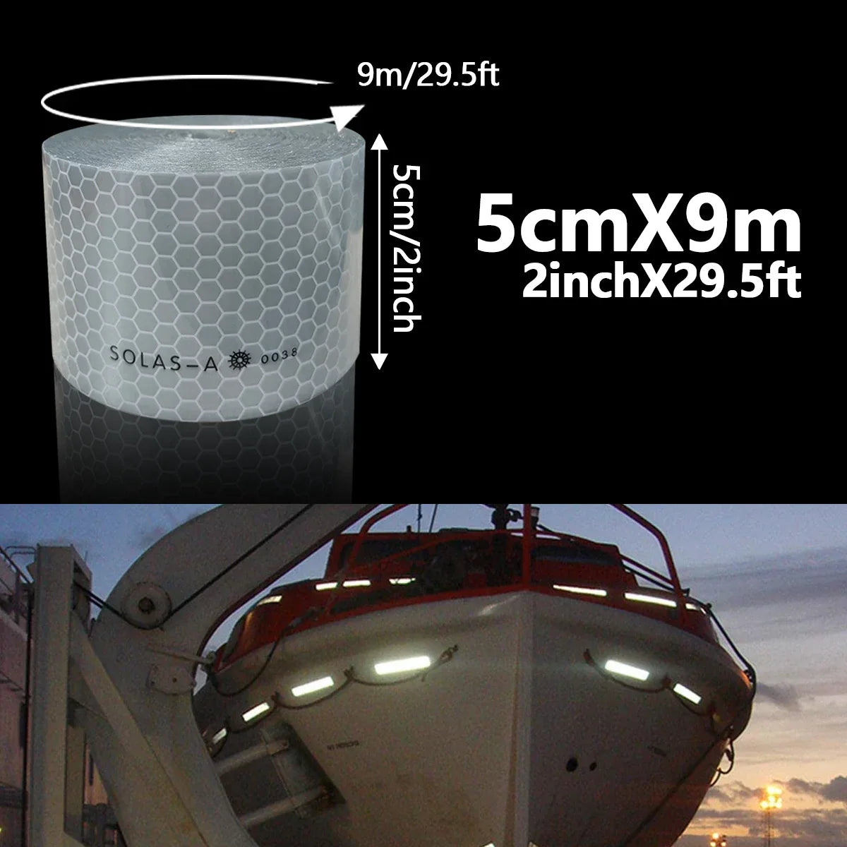 SOLAS Grade Reflective Tape for Ships & Marine Safety Marine Reflective Tape Qme Length 9m 5cm