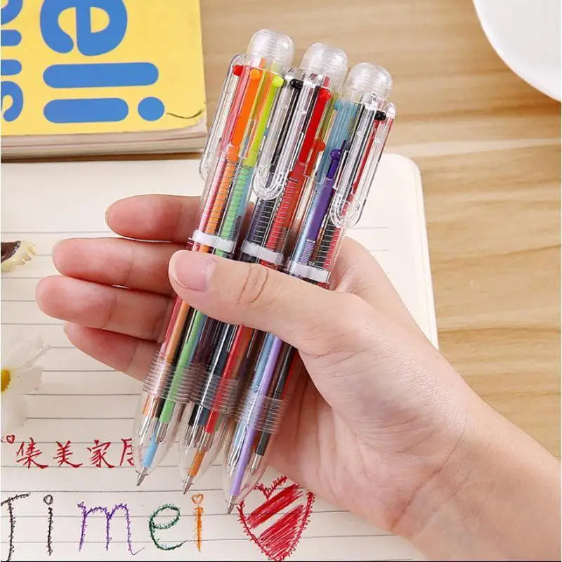 6-Color Ballpoint Pen Set – Smooth Oil-Ink Multicolor Pens Multicolor Ballpoint Pens Qme