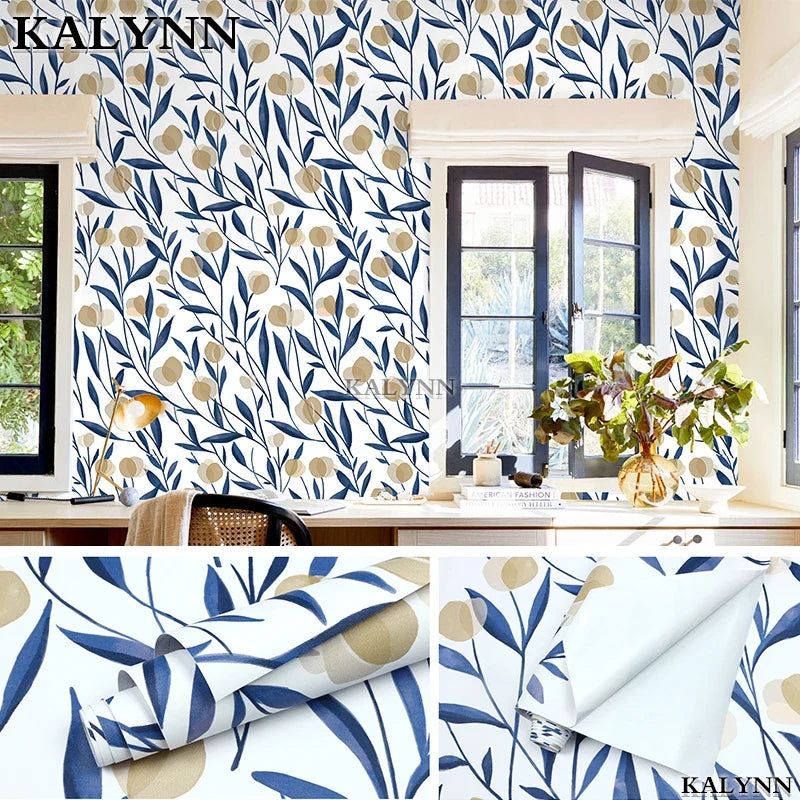 Boho Floral Peel & Stick Wallpaper – White Navy Tan Vinyl Peel & Stick Wallpaper Qme Brown Flower 45cmx1M