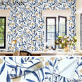 Boho Floral Peel & Stick Wallpaper – White Navy Tan Vinyl Peel & Stick Wallpaper Qme Brown Flower 45cmx1M