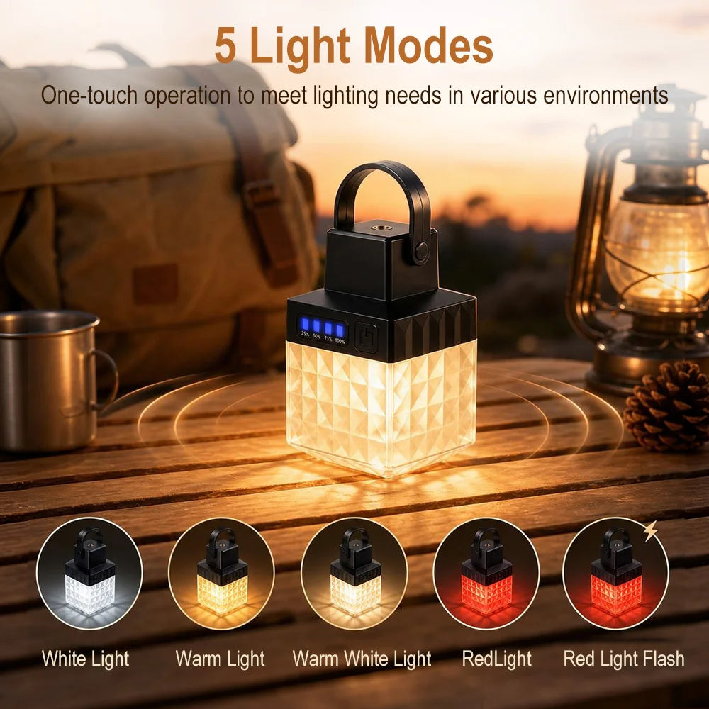 BORUIT LED Camping Lantern – 5 Modes, USB-C Rechargeable LED Camping Lantern Qst