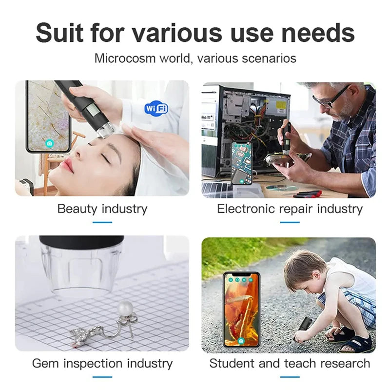 WiFi Digital Microscope 1000X – Wireless Skin & Scalp Analyzer Skin Analyzer Microscope Qst