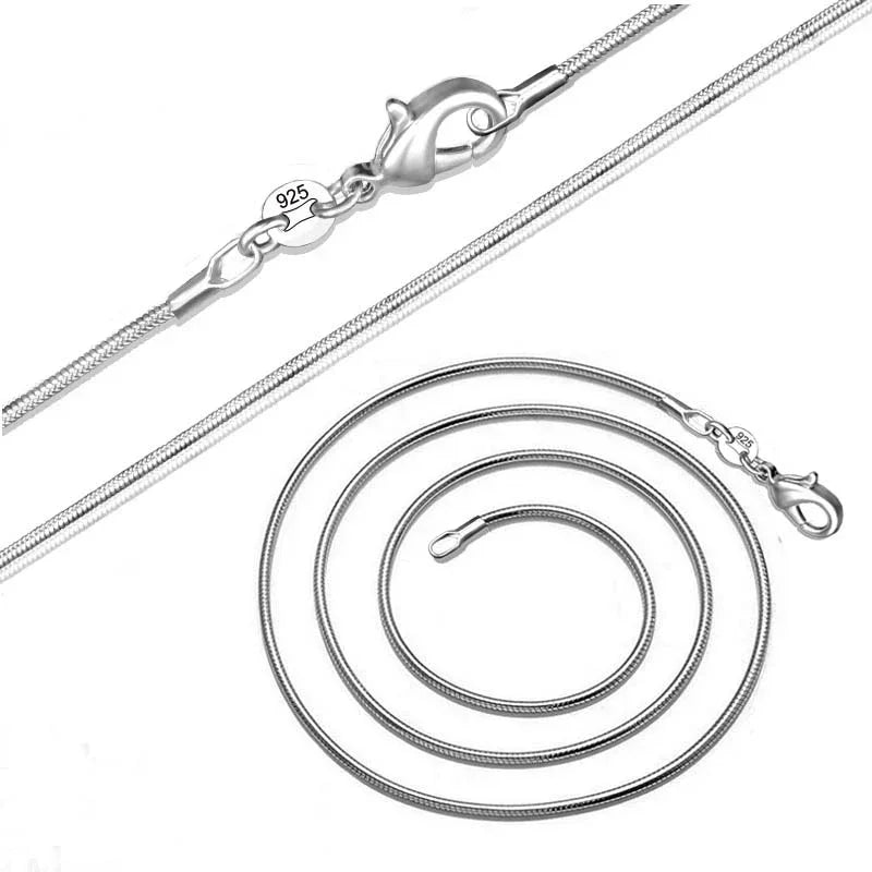 925 Sterling Silver Snake Chain Necklace Women – 1mm, 16–24" Sterling Silver Necklace Qme