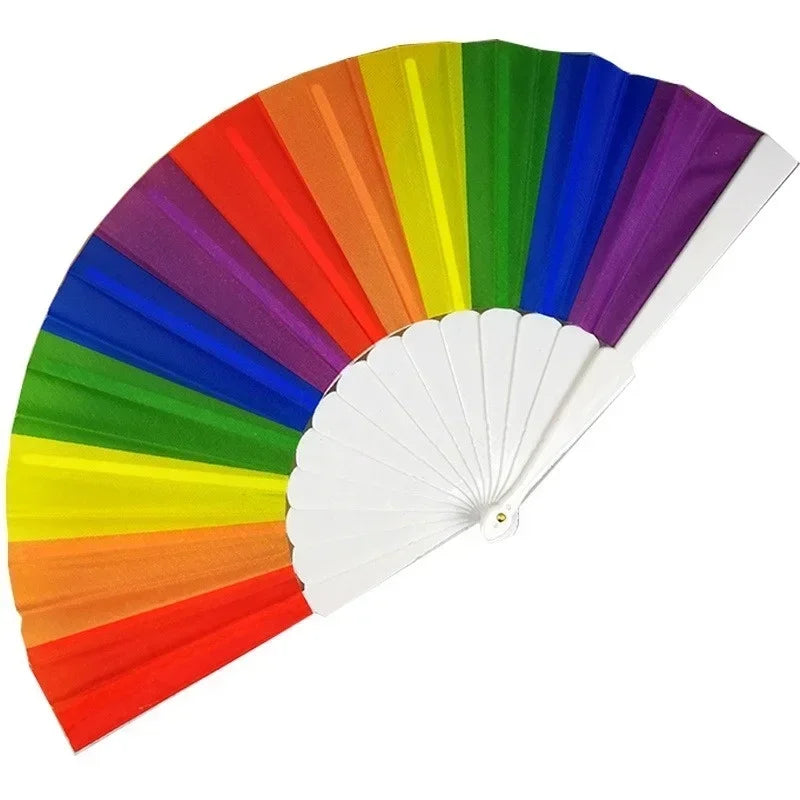 Foldable Oriental Rainbow Silk Hand Fan – Pocket Fan Foldable Hand Fan Qme