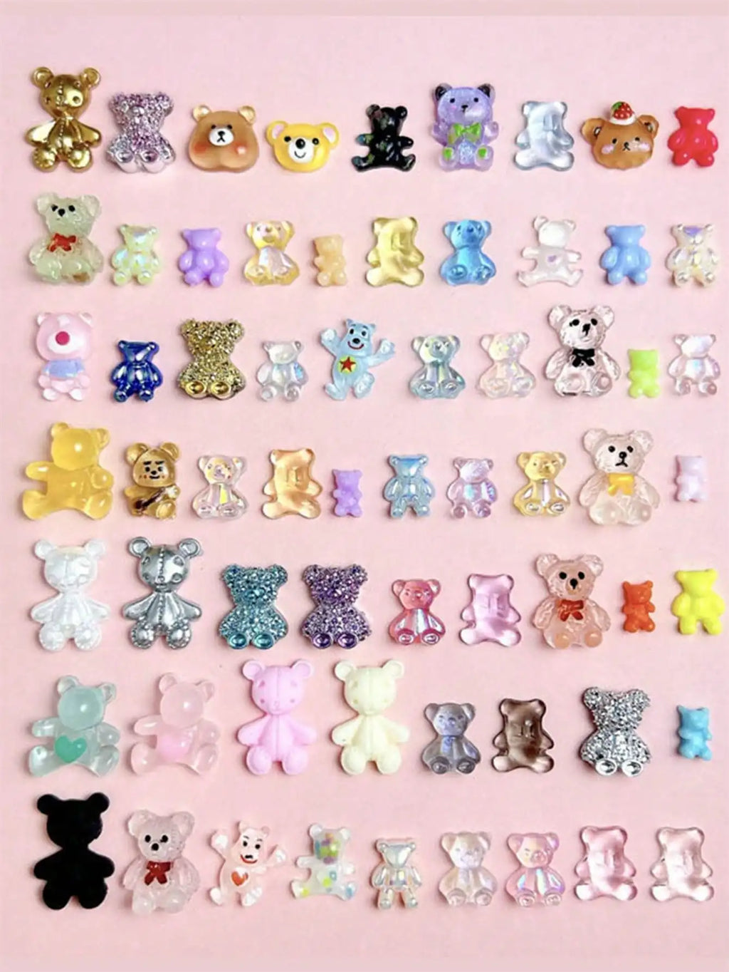 50-Pack Miniature Resin Charms – Cute Bear & Rabbit DIY Figures Resin Craft Charms Qme 50pcs