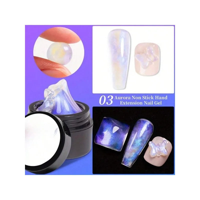 Aurora Mermaid 3D Carving Builder Gel – Glitter Hard Non-Stick 3D Nail Builder Gel Qme 03