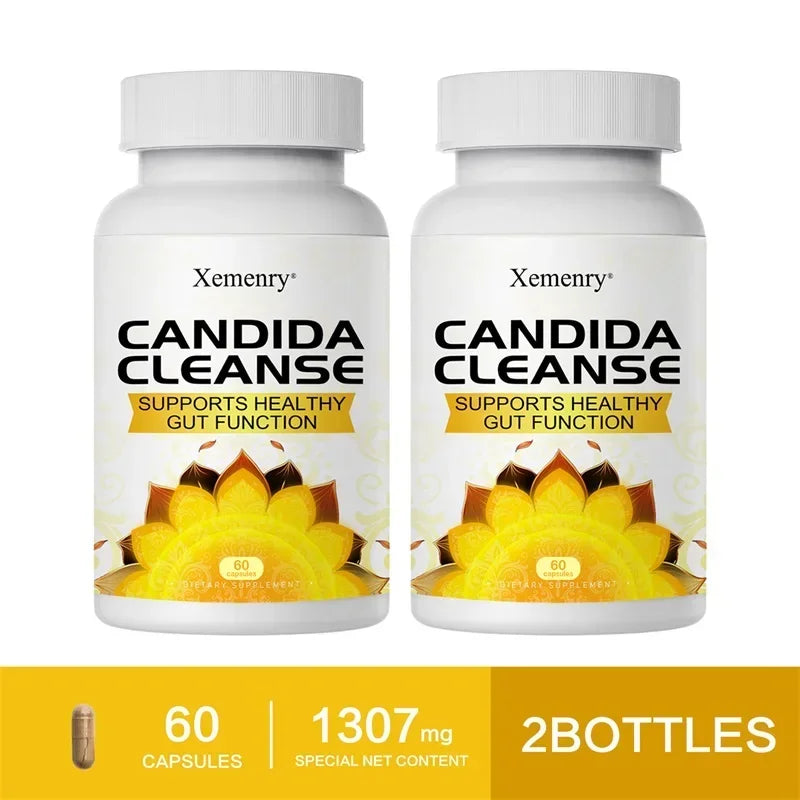 Xemenry Candida Cleanse – Gut Health & Detox Capsules Digestive Health Supplement Qst 60 Capsule-2 bottles