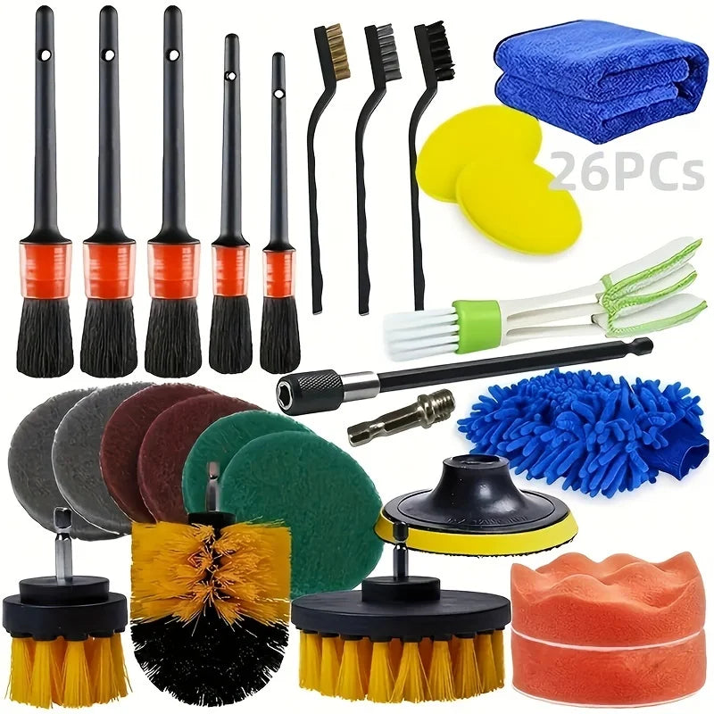 Car Interior Cleaning Brush Set – Wheel Hub & Vent Detailing Car Detailing Brush Set Qme 26pcs