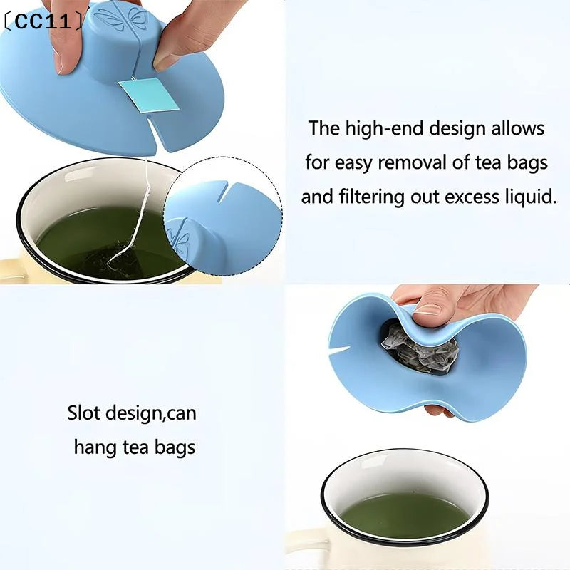 Silicone Tea Bag Holder & Squeezer with Handle | Reusable Lid Tea Bag Holder Qme