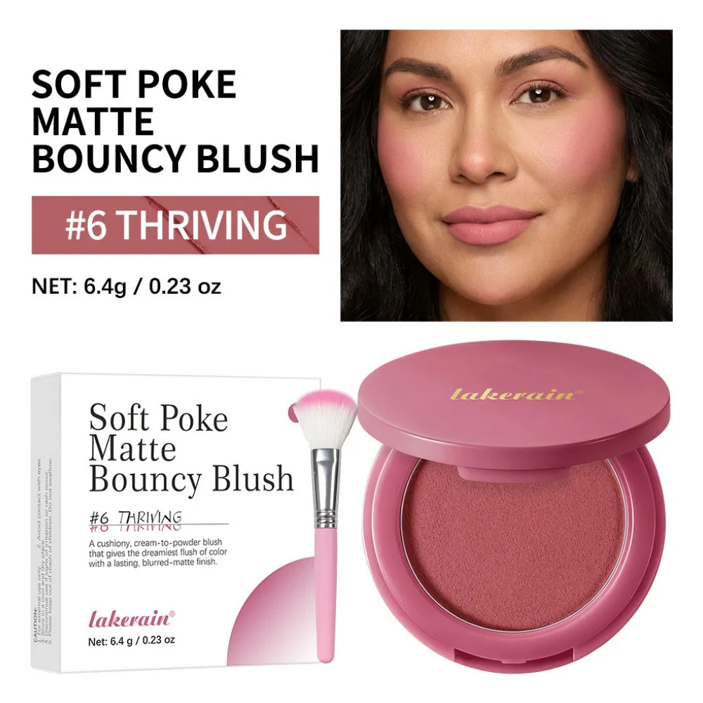 Bouncy Matte Cream Blush with Brush – Buildable Soft Focus Cream Blush Qst 06