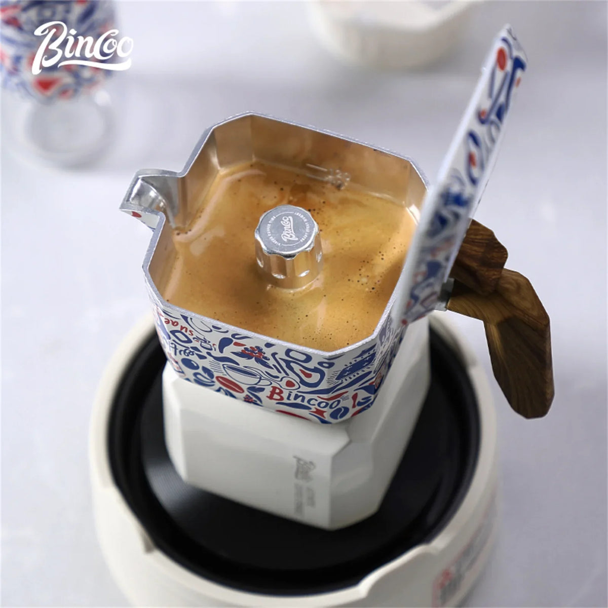 Bincoo Dual Valve Square Moka Pot Espresso Gift Set 220V Moka Pot Set Qst