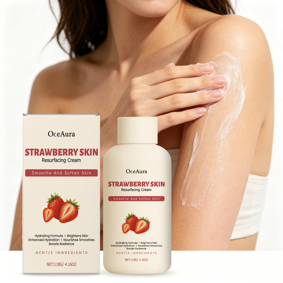 OceAura Strawberry Body Cream – Moisturizing Softening Lotion 118g Body Moisturizer Cream Qst
