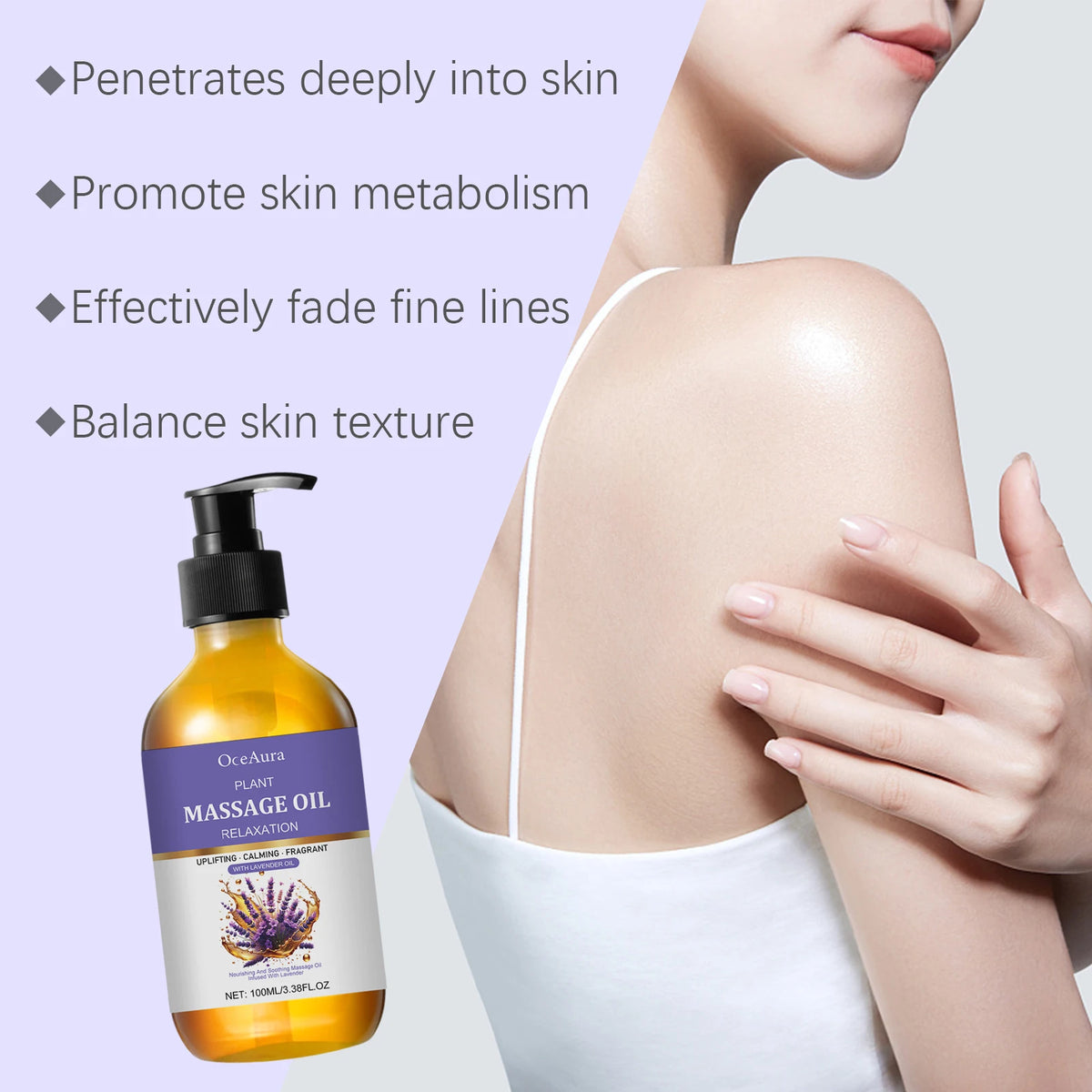 Natural Lavender Body Massage Oil – Calming Aromatherapy 100ml Body Massage Oil Qst
