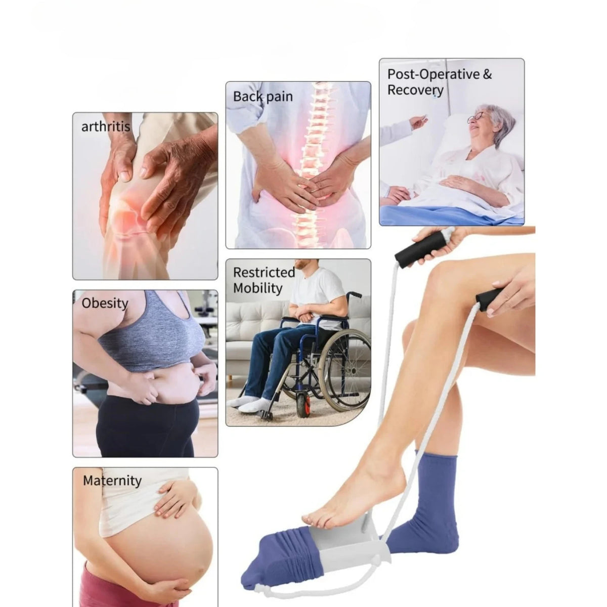 Sock Aid with Easy Grip Foam Handles – Dressing Helper Daily Living Aid Qst