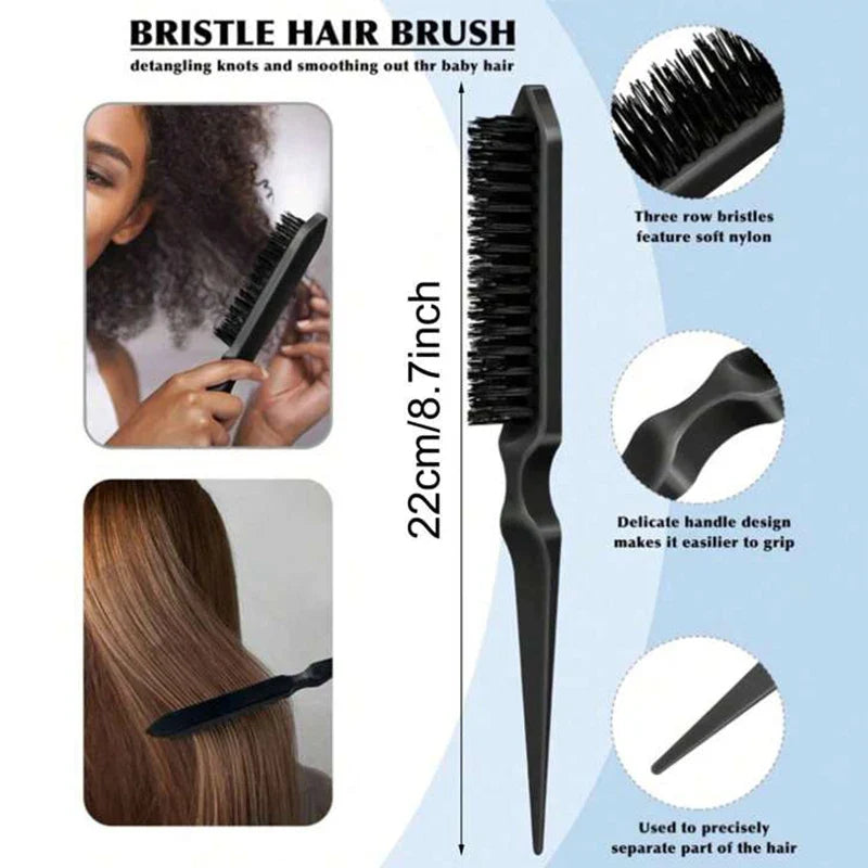 Boar Bristle Hair Brush – Sleek Ponytail, Bun & Slick Back Boar Bristle Hair Brush Qme