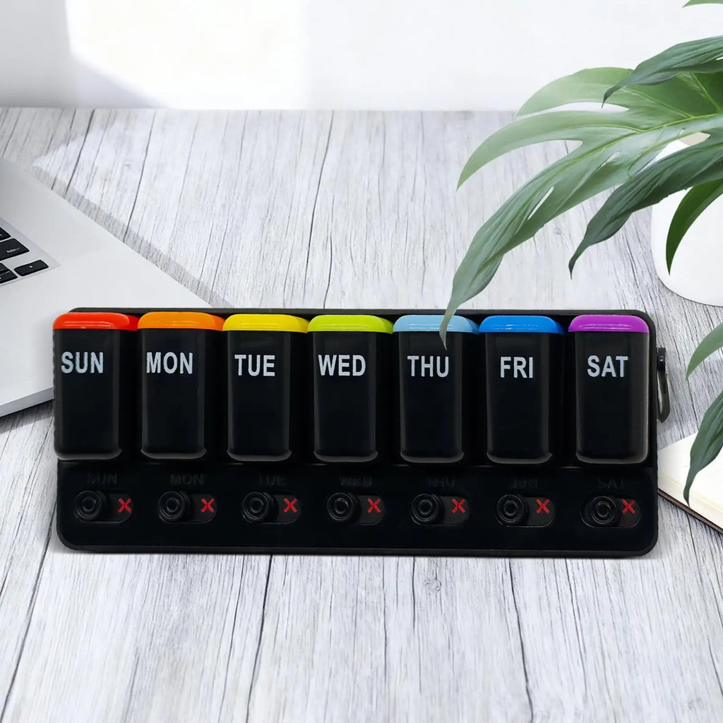 7-Day Pill Organizer Travel Case | Portable Weekly Medicine Box Pill Organizer Case Qme