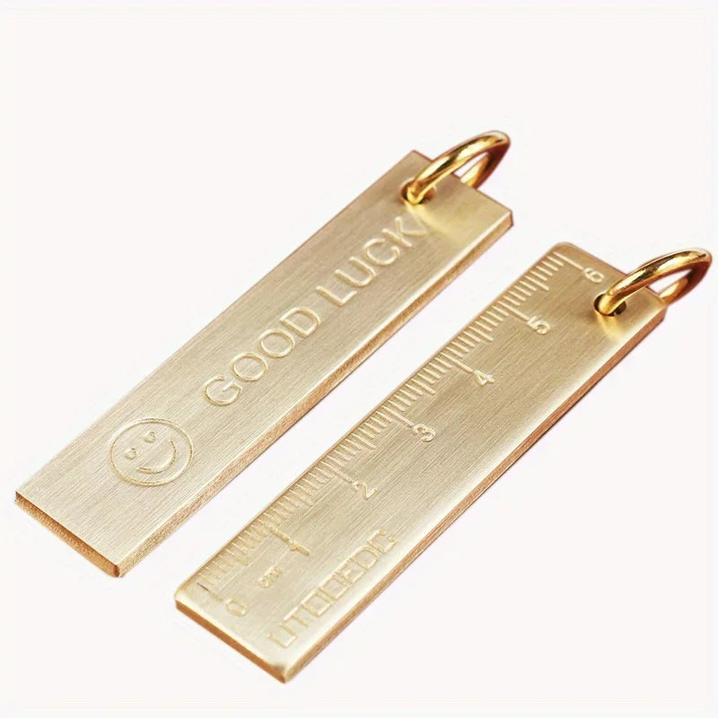 Miniature Pure Brass Ruler Keychain Number Plate Pendant Keychain Pendant Qme