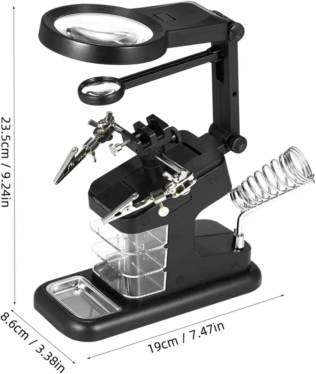 LED Helping Hands Magnifier Station 3X 4.5X 25X Soldering Magnifier Soldering Station Qme
