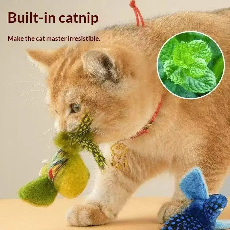 Cat Swing Teasing Stick Toy – Self-Entertaining Bird Toy Cat Teasing Toy Qme