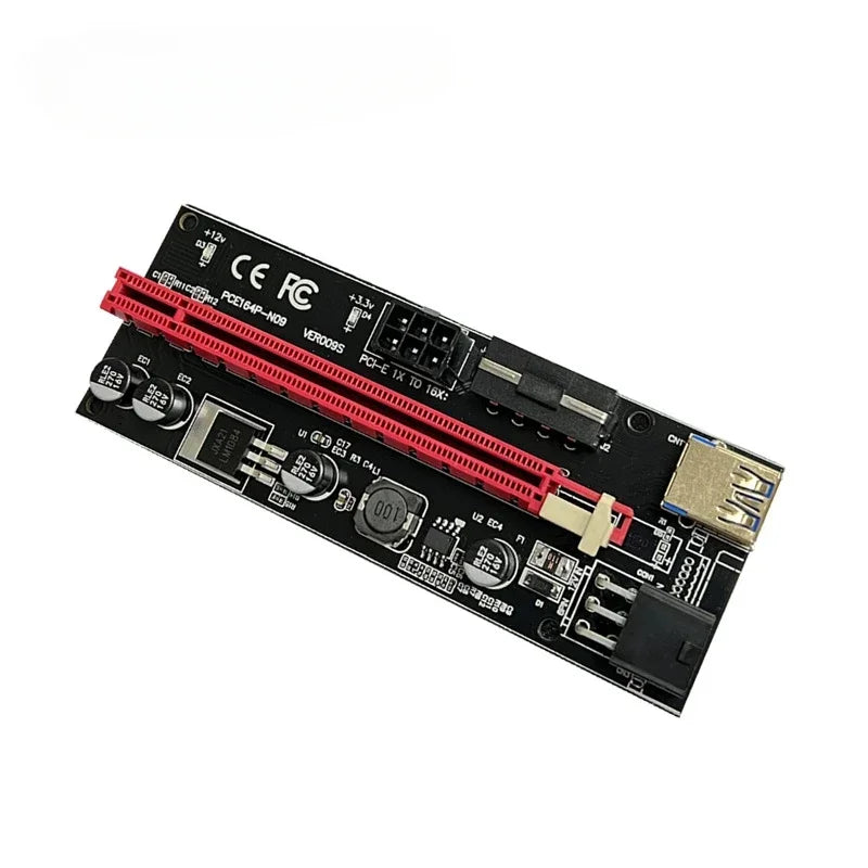 PCIe 1X to 16X Riser Card Dual 6-Pin USB 3.0 Extender Adapter PCIe Riser Card Qme