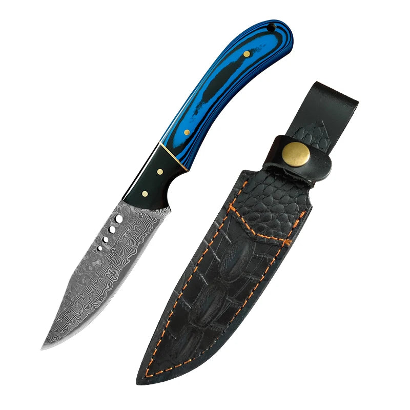 Damascus Steel Chef Knife – 10" Wood Handle, Razor-Sharp Blade Damascus Chef Knife Qst knife C