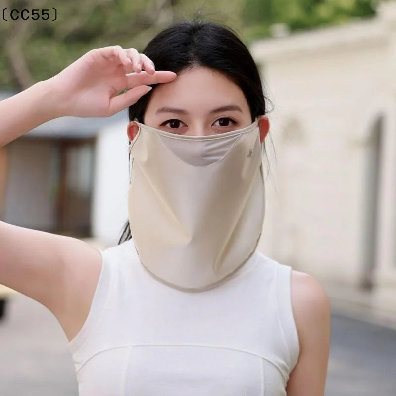 Women's UV Sun Face Cover – Cooling Ice Silk Neck Mask Sun Protection Mask Qst