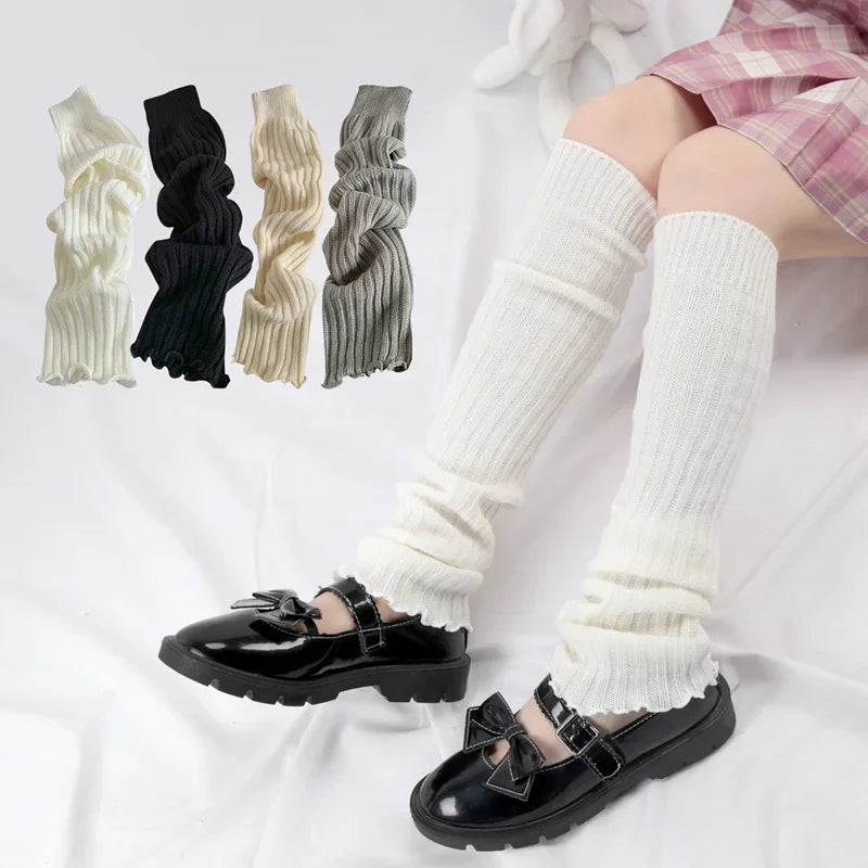 Japanese Lolita JK Leg Warmers – Gothic Ankle Warmers for Women Knitted Leg Warmers Qme