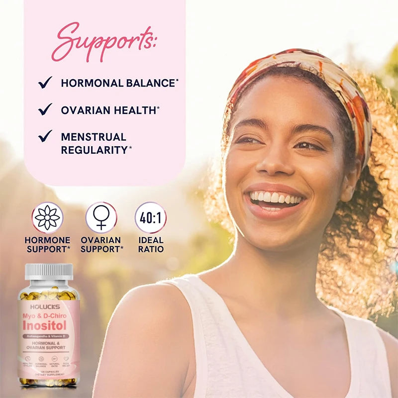 Myo & D-Chiro Inositol Capsules – Ashwagandha & Vitamin D3 Wellness Supplement Qst