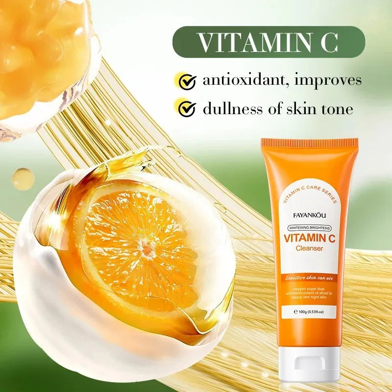 REAROYA Vitamin C Foam Facial Cleanser 100g – Brighten & Hydrate Foam Facial Cleanser Qst