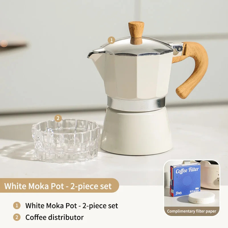 Bincoo Classic Aluminum Moka Pot – Italian Stovetop Espresso Maker Stovetop Espresso Maker Qst white