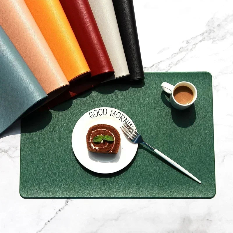 Nordic PVC Leather Placemat – Waterproof Table Mat, 7 Colors Leather Placemat Qme
