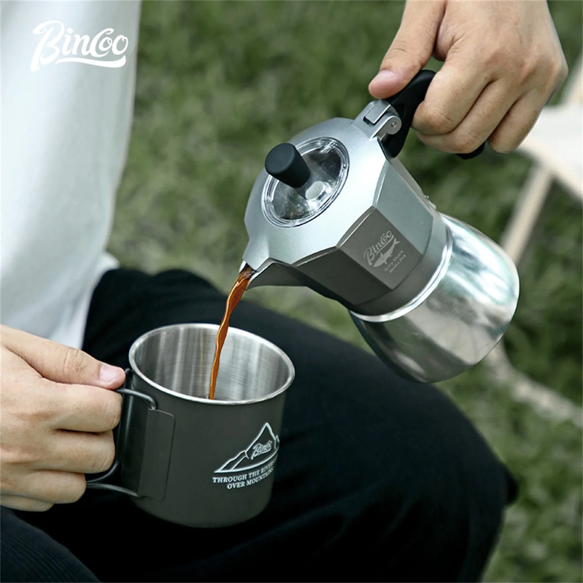Bincoo 2-Cup Moka Pot – Stovetop Espresso Maker Gray Stovetop Espresso Maker Qst