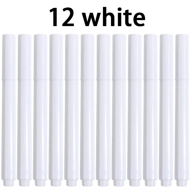 White Liquid Chalk Erasable Markers – Glass & Whiteboard Pens Liquid Chalk Markers Qme 12 white
