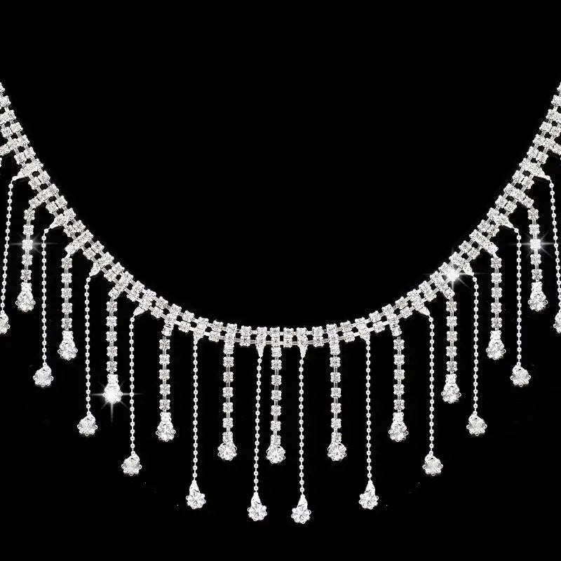 Rhinestone Fringe Trim Crystal Tassel Chain – DIY Sewing Rhinestone Fringe Trim Qst L