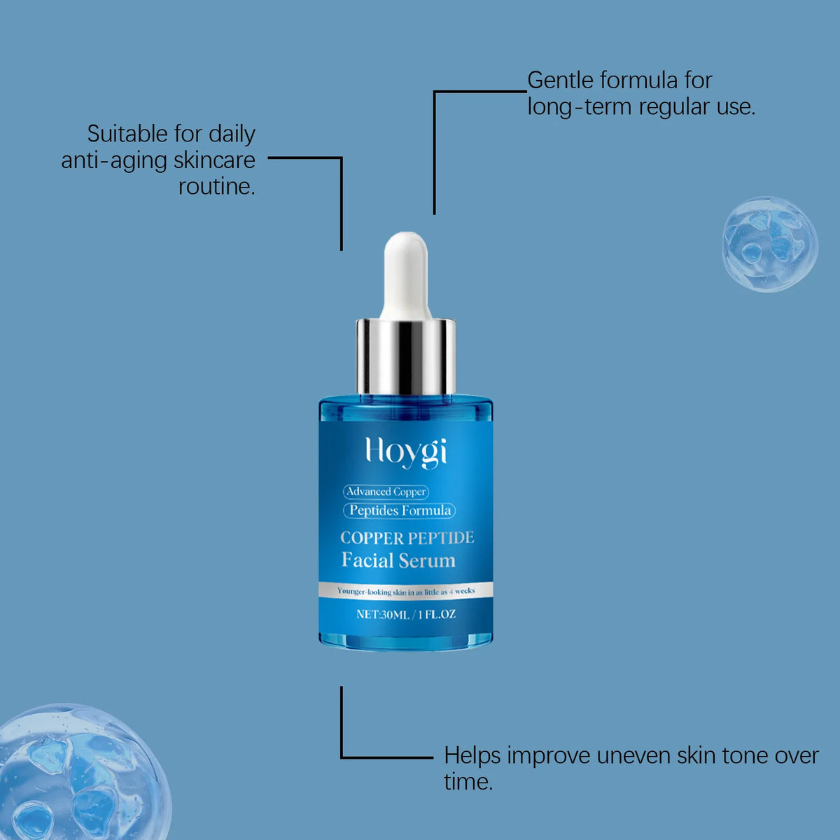 Hoygi GHK-Cu Copper Peptide Facial Serum – Daily Moisturizer Copper Peptide Face Serum Qst