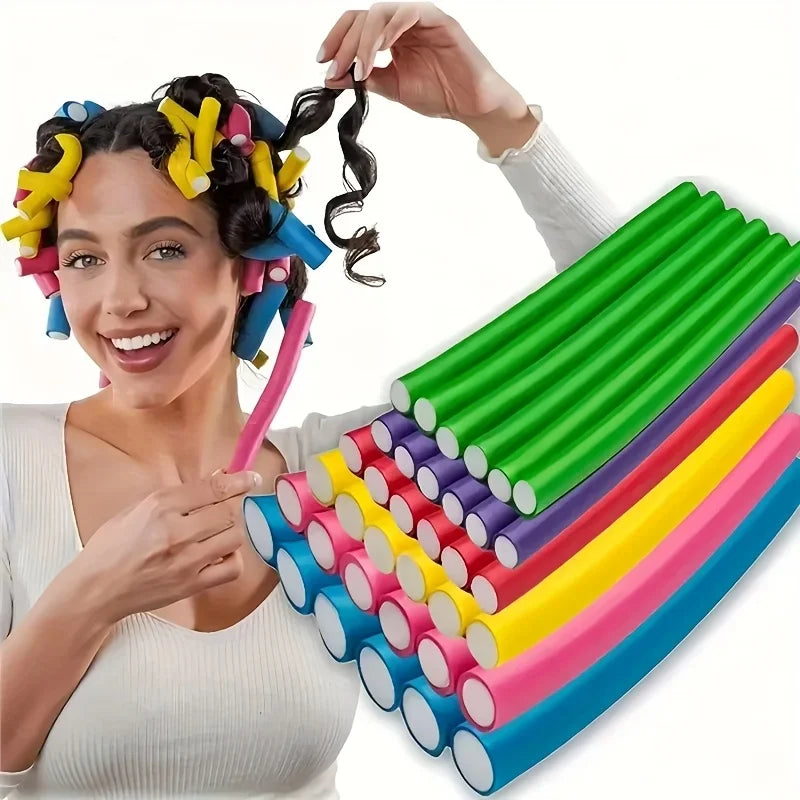 Flexi Rods No-Heat Hair Curlers for Soft Waves & Curls – Purple No-Heat Hair Curlers Qme