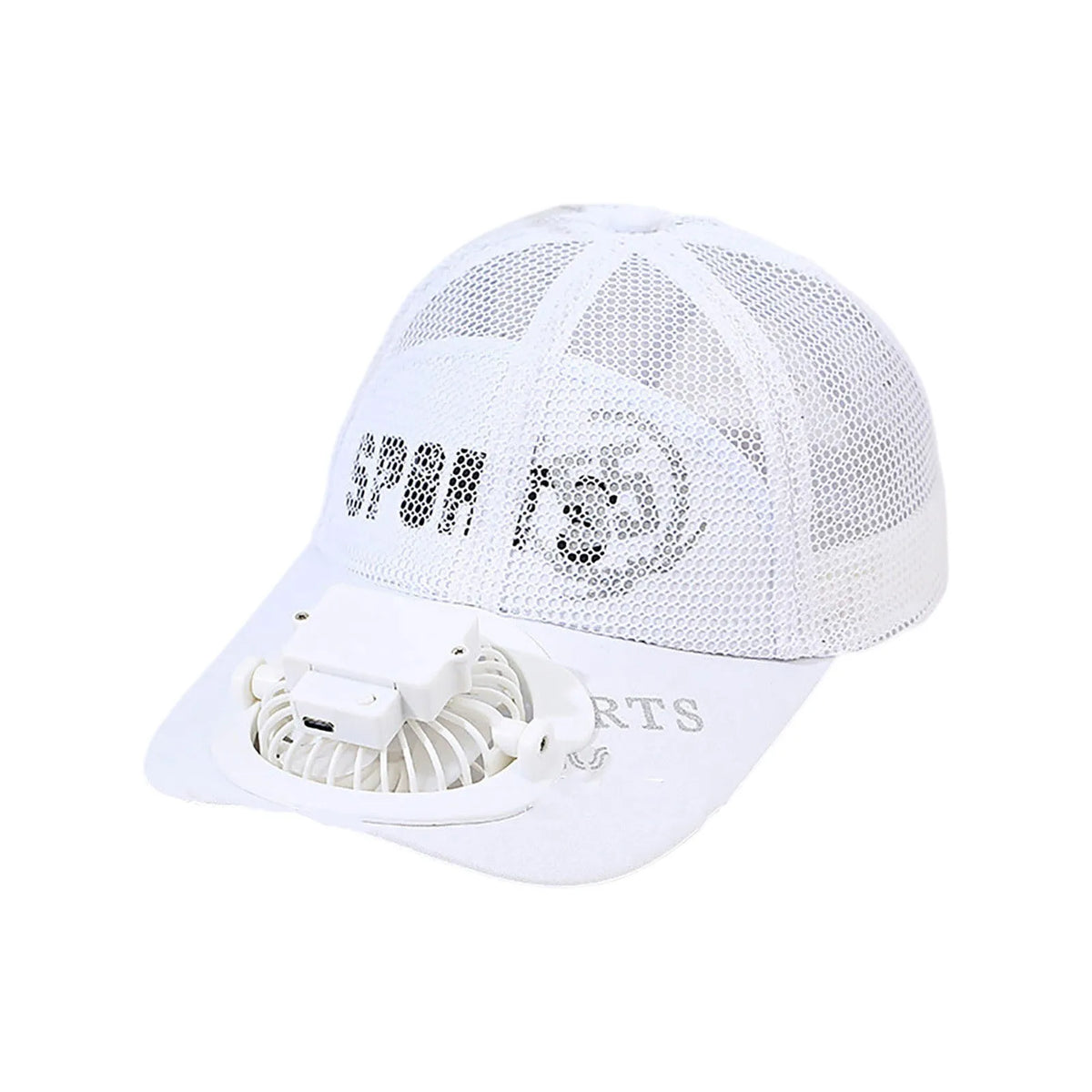 USB Charging Fan Cap – Mesh Breathable Hat for Men & Women USB Fan Cap Qme White One Size