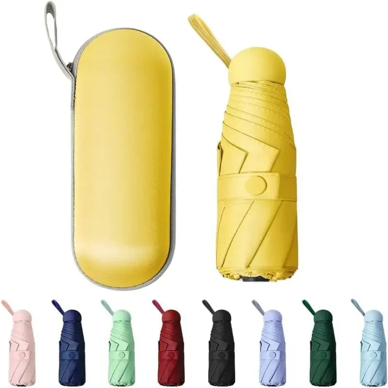 Portable Capsule Umbrella UPF 50+ – Compact 5-Fold Sun & Rain Compact Sun Umbrella Qst