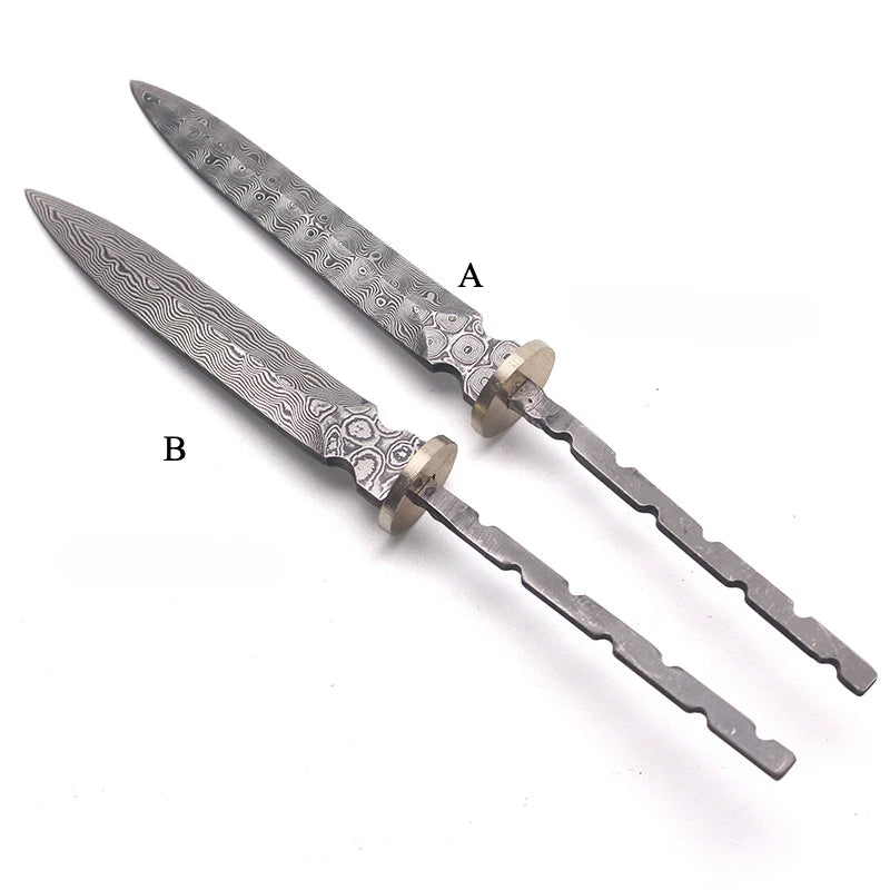 7cm Damascus Steel Tea Knife Billet – DIY Tea Cutter Tool Tea Knife Billet Qst