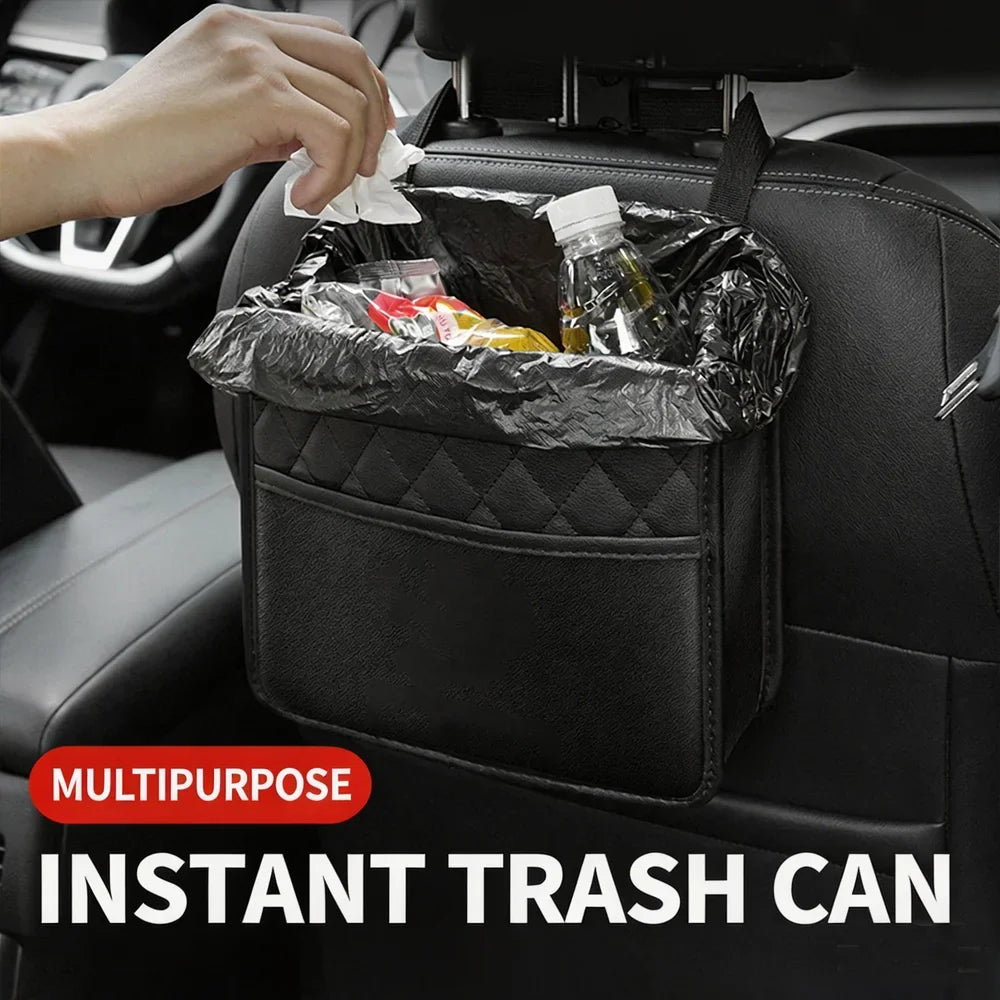 Leather Car Backseat Storage Bag & Trash Can Organizer Car Backseat Organizer Qme
