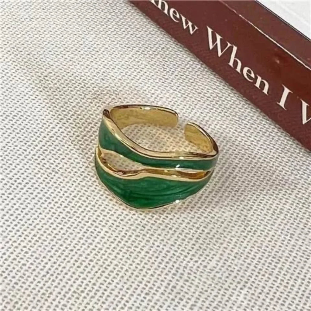 Drop Glaze Double-Layered Ring for Women – Elegant Wedding Jewelry Fashion Ring Qme